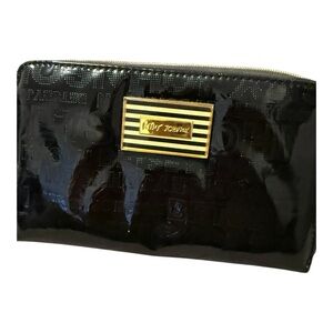 Betsey Johnson Black Pouch with Gold Heart Charm